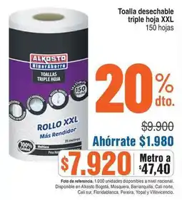 Alkosto Alkosto - toallas desechables triple hoja oferta