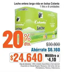 Alkosto Colanta - leche entera larga vida en bolsa oferta