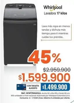 Alkosto Whirlpool - lavadora 17 kilos oferta