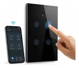 Falabella Interruptor Inteligente Wifi Triple Canal Touch Alexa Google 4 Botones oferta