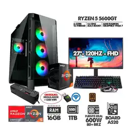 Falabella COMPUTADOR GAMER R5 5600GT- MONITOR 27 120HZ- RAM 16GB- SSD 1TB- 600W 80+BRZ oferta