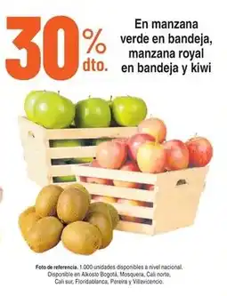 Alkosto manzana verde en bandeja, manzana royal en bandeja y kiwi oferta