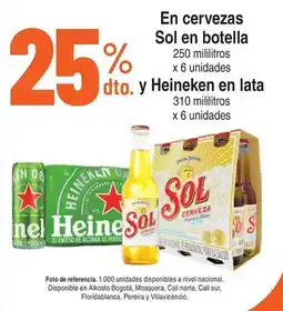 Alkosto Sol en botella y Heineken en lata oferta