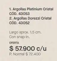 Yanbal Cristal - argollas platinium cód. 43053, argollas dorezzi cód. 43052 oferta