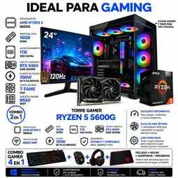 Falabella PC Gamer Ryzen 5 5600G / RTX 5060 8GB / 16GB RAM / 1TB / Monitor 24” 120Hz oferta
