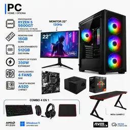 Falabella PC RYZEN 5 5600GT / RAM 16GB / 512GB SSD / MONITOR 22 / MESA GAMER Z oferta