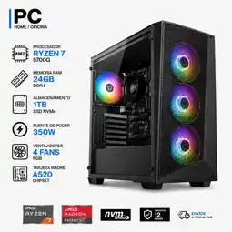 Falabella TORRE GAMER RYZEN 7 5700G - 24GB RAM - SSD 1TB M.2 - FUENTE 350W - 4 FANS RGB oferta
