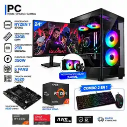Falabella TORRE GAMER RYZEN 7 5700G - 32GB RAM - SSD 2TB M.2 - MONITOR 24 - REFRIGERACIÓN LIQUIDA 240 ML oferta