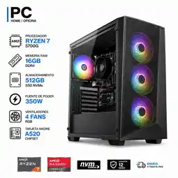 Falabella TORRE GAMER RYZEN 7 5700G - 16GB RAM - SSD 512GB M.2 - FUENTE 350W - 4 FANS RGB oferta