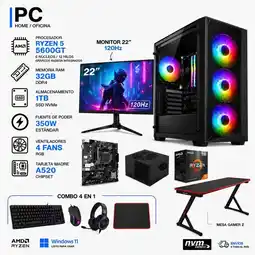 Falabella PC RYZEN 5 5600GT / RAM 32GB / 1TB SSD / MONITOR 22 / MESA GAMER Z oferta