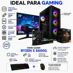 Falabella TORRE GAMER RYZEN 5 5600G - 16GB RAM - SSD 2TB - BOARD A520M - MONITOR 24 FHD oferta