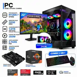Falabella TORRE GAMER RYZEN 7 5700G - 32GB RAM - SSD 1.5TB M.2 - MONITOR 22 - REFRIGERACIÓN LIQUIDA 240 ML oferta