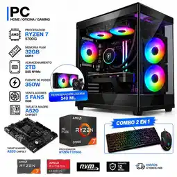 Falabella TORRE GAMER RYZEN 7 5700G - 32GB RAM - SSD 2TB M.2 - A520- REFRIGERACIÓN LIQUIDA 240 ML oferta