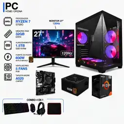 Falabella TORRE GAMER RYZEN 7 5700G - 32GB RAM - SSD 1.5TB M.2 - 5 FANS RGB - MONITOR 27 120Hz- COMBO GAMER oferta