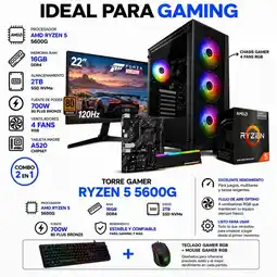 Falabella PC RYZEN 5 5600GT / RAM 16GB / 2TB SSD / BOARD A520 / MONITOR 22 / 700W 80+ oferta