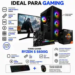 Falabella PC RYZEN 5 5600GT / RAM 16GB / 1TB SSD / BOARD A520 / MONITOR 24 / 700W 80+ oferta