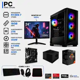Falabella TORRE GAMER RYZEN 7 5700G - 16GB RAM - SSD 2TB M.2 - 4 FANS RGB - MONITOR 24 120Hz- COMBO GAMER oferta