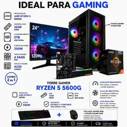 Falabella TORRE GAMER RYZEN 5 5600G - 32GB RAM - SSD 2TB - BOARD A520M - MONITOR 24 FHD oferta