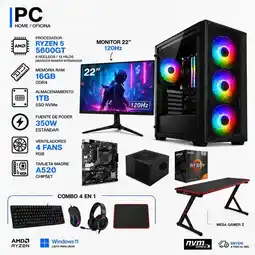 Falabella PC RYZEN 5 5600GT / RAM 16GB / 1TB SSD / MONITOR 22 / MESA GAMER Z oferta