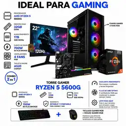 Falabella PC RYZEN 5 5600GT / RAM 32GB / 1TB SSD / BOARD A520 / MONITOR 22 / 700W 80+ oferta