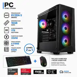 Falabella PC GAMER RYZEN 5 5600GT - RAM 16GB - SSD 1TB - BOARD A520 - FUENTE 350W oferta