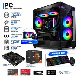 Falabella TORRE GAMER RYZEN 7 5700G - 16GB RAM - SSD 512GB M.2 - A520- REFRIGERACIÓN LIQUIDA 240 ML oferta