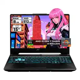 Falabella Portátil Gamer Tuf A15 Ryzen 7 7445HS, 8GB RAM, 512GB SSD y RTX 3050 FHD de 15.6 144Hz oferta