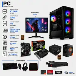 Falabella PC GAMER RYZEN 7 5700G + RTX 3050 6GB | 32GB RAM | 1TB NVMe | MONITOR 24” 120Hz oferta