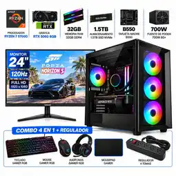Falabella TORRE GAMER RYZEN 7 5700G - RTX 5060 8GB - 32GB RAM - 1.5TB SSD - B550 - 700W - MONITOR 24 120Hz oferta