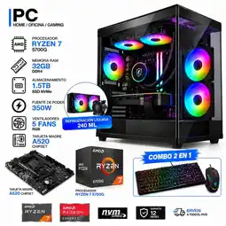 Falabella TORRE GAMER RYZEN 7 5700G - 32GB RAM - SSD 1.5TB M.2 - A520- REFRIGERACIÓN LIQUIDA 240 ML oferta