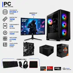 Falabella TORRE GAMER RYZEN 7 5700G - 16GB RAM - SSD 2TB M.2 - 4 FANS RGB - MONITOR 22 120Hz- COMBO GAMER oferta