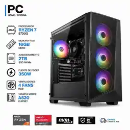 Falabella TORRE GAMER RYZEN 7 5700G - 16GB RAM - SSD 2TB M.2 - FUENTE 350W - 4 FANS RGB oferta