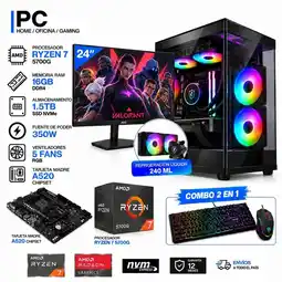 Falabella TORRE GAMER RYZEN 7 5700G - 16GB RAM - SSD 1.5TB M.2 - MONITOR 24 - REFRIGERACIÓN LIQUIDA 240 ML oferta