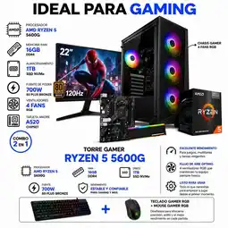 Falabella PC RYZEN 5 5600GT / RAM 16GB / 1TB SSD / BOARD A520 / MONITOR 22 / 700W 80+ oferta