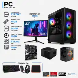 Falabella TORRE GAMER RYZEN 7 5700G - 48GB RAM - SSD 512GB M.2 - 4 FANS RGB - MONITOR 22 120Hz- COMBO GAMER oferta