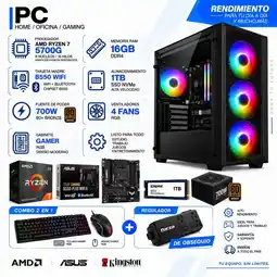 Falabella TORRE GAMER RYZEN 7 5700G - 16GB RAM - SSD 1TB M.2- B55O WIFI - FUENTE 700W - 4 FANS RGB + OBSEQUIOS oferta