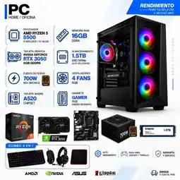 Falabella TORRE GAMER RYZEN 5 5500 - 16GB RAM - SSD 1.5TB M.2 - 4 FANS RGB - RTX 3050 6GB- COMBO GAMER oferta