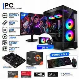 Falabella TORRE GAMER RYZEN 7 5700G - 16GB RAM - SSD 2TB M.2 - MONITOR 24 - REFRIGERACIÓN LIQUIDA 240 ML oferta