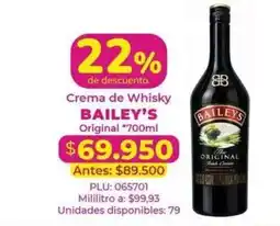 Belalcazar Bailey's crema de whisky original oferta