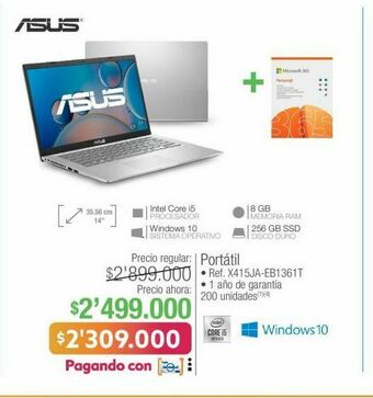 Jumbo Computador portátil asus oferta