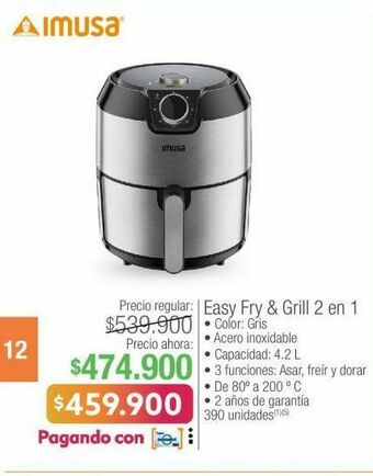 Jumbo Easy fry & grill 2 en 1 imusa oferta