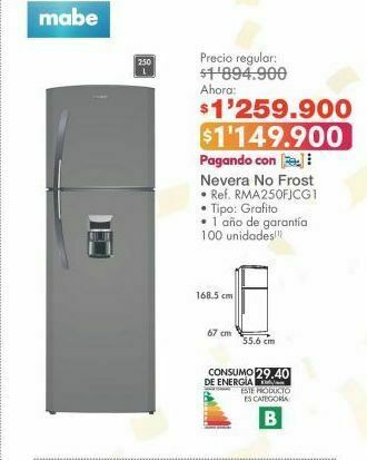 Metro Nevera mabe oferta