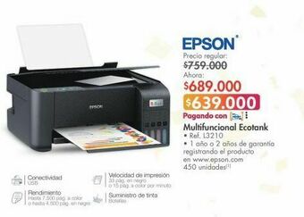 Metro Impresora multifuncional epson oferta