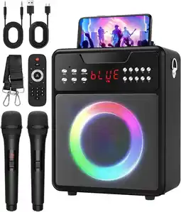 Falabella Máquina Karaoke Bluetooth con 2 Micrófonos Inalámbricos y Luces LED para Fiestas oferta