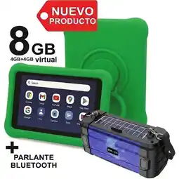 Falabella Tablet para Niños 7 Pulgadas 8GB RAM (4GB+4GB) 64GB WiFi Estuche Protector + Parlante BT VERDE oferta