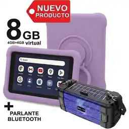 Falabella Tablet Niños 7 Pulgadas 8GB RAM (4GB+4GB) 64GB WiFi Estuche Protector + Parlante BT LILA oferta