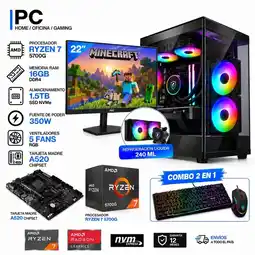 Falabella TORRE GAMER RYZEN 7 5700G - 16GB RAM - SSD 1.5TB M.2 - MONITOR 22 - REFRIGERACIÓN LIQUIDA 240 ML oferta