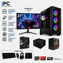 Falabella TORRE GAMER RYZEN 7 5700G - 16GB RAM - SSD 512GB M.2 - 4 FANS RGB - MONITOR 27" 120Hz- COMBO GAMER oferta