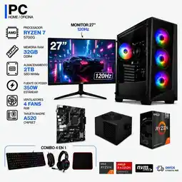 Falabella TORRE GAMER RYZEN 7 5700G - 32GB RAM - SSD 2TB M.2 - 4 FANS RGB - MONITOR 27 120Hz- COMBO GAMER oferta