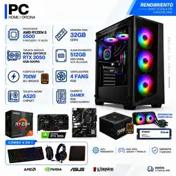 Falabella TORRE GAMER RYZEN 5 5500 - 32GB RAM - SSD 512GB M.2 - 4 FANS RGB - RTX 3050 6GB- LIQUIDA 240ml oferta